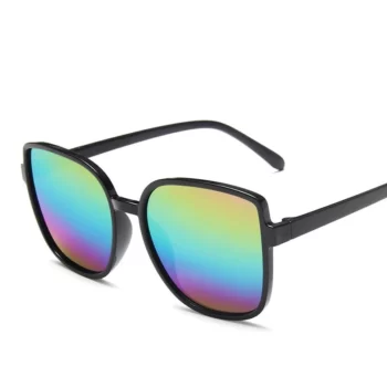 Fashion Colorful Reflective Mercury Sunglasses Oversize Round Frame Glasses Coated Outdoor Internet Celebrity Recommend Gafas